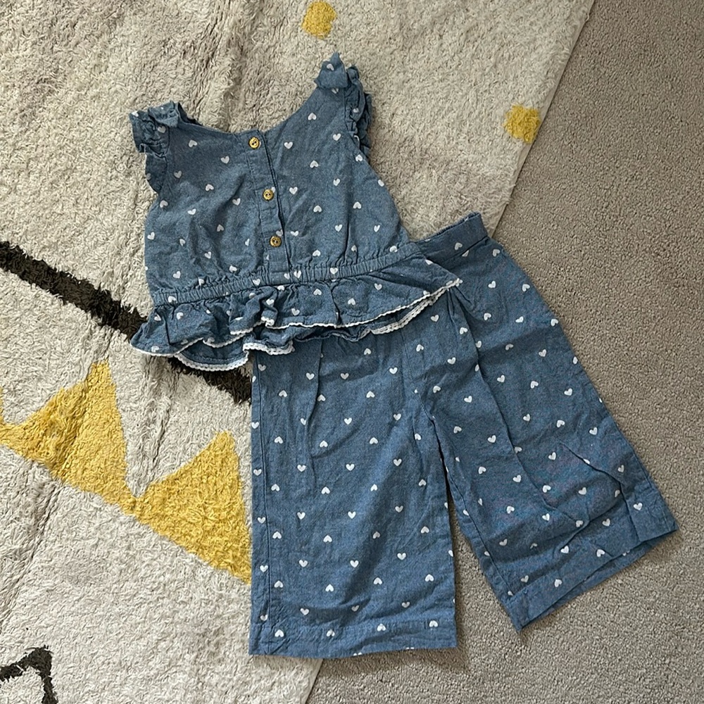 Rachel Zoe Chambrey Heart Set - Size 3T - Blue